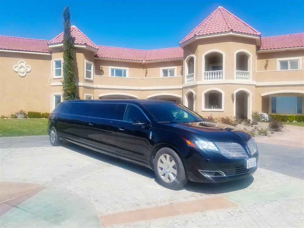 Black 8 passenger stretch limousine